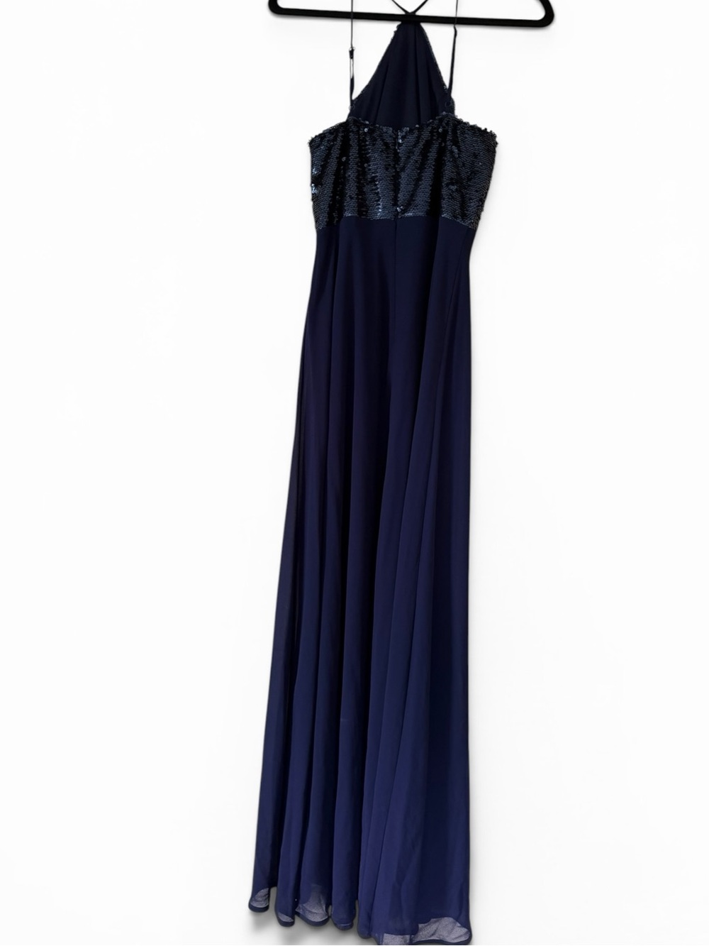 Navy Sequin Halter Formal Gown Maxi Dress Medium - Picture 5 of 7